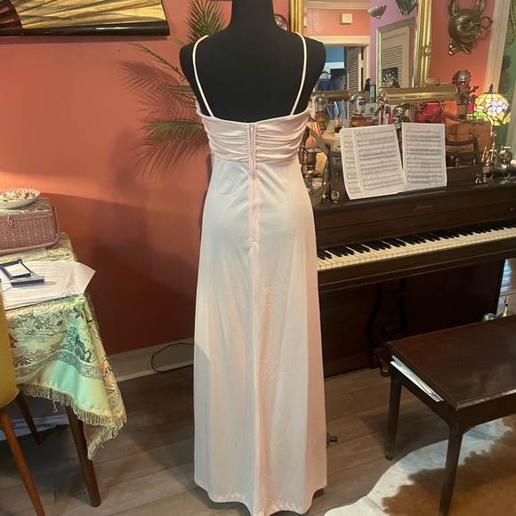 Vintage 70s Vicky Vaughn Juniors light peach pink maxi dress size small - Picture 3 of 3